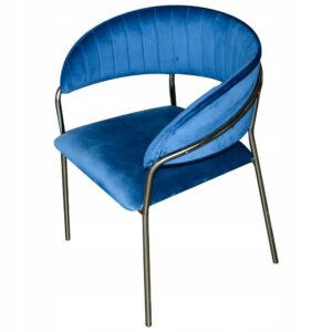 Krzesło do jadalni-nowoczesne niebieskim aksamitem