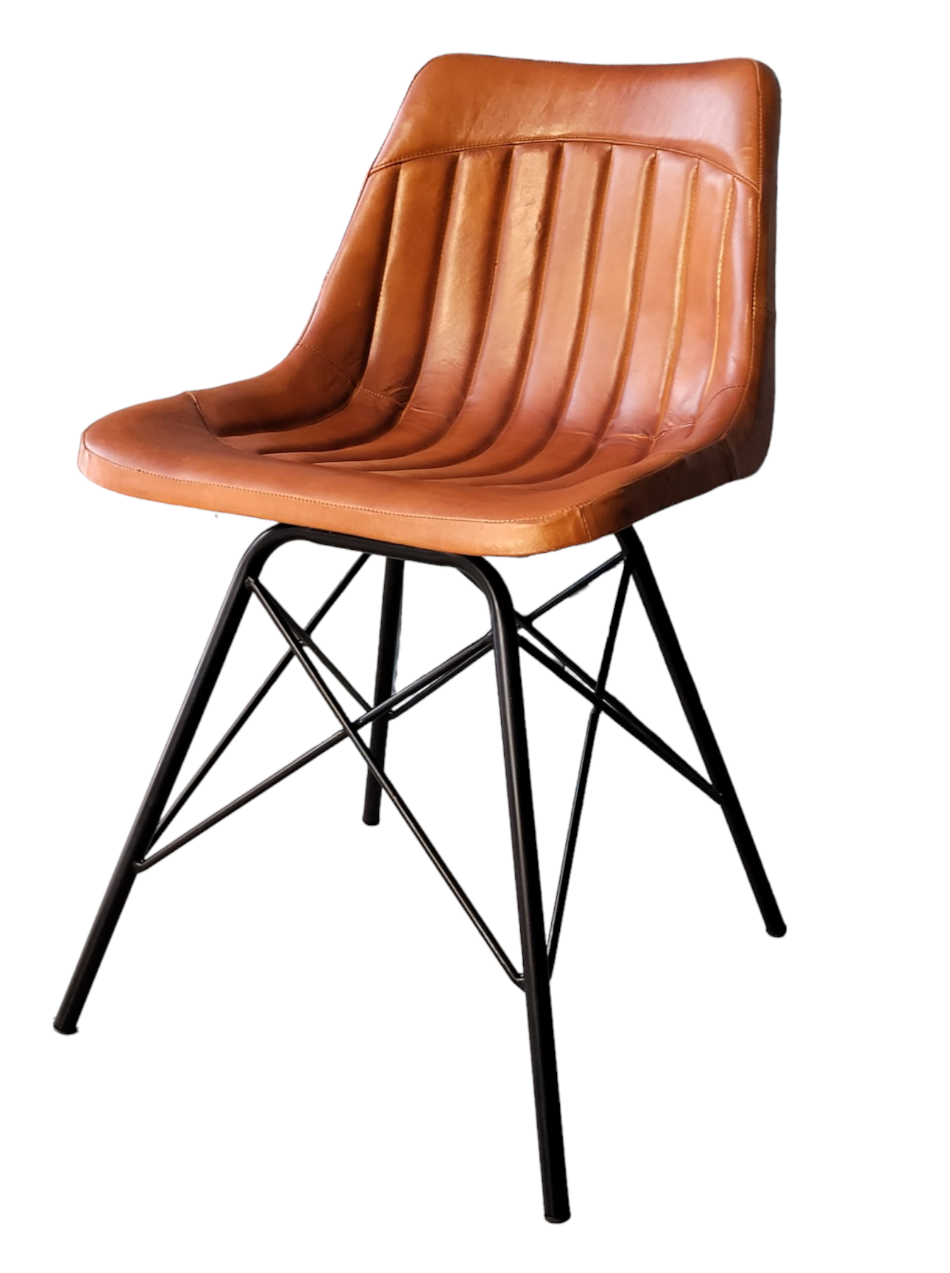 Kurasi krzesło ze stali i skóry naturalnej romby