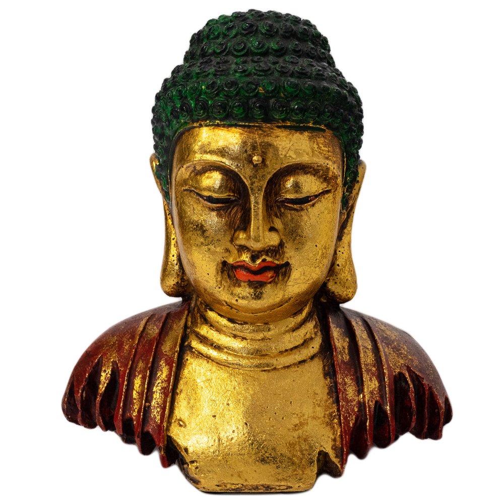 Buddha popiersie cięte Indyjski posążek złoty duży