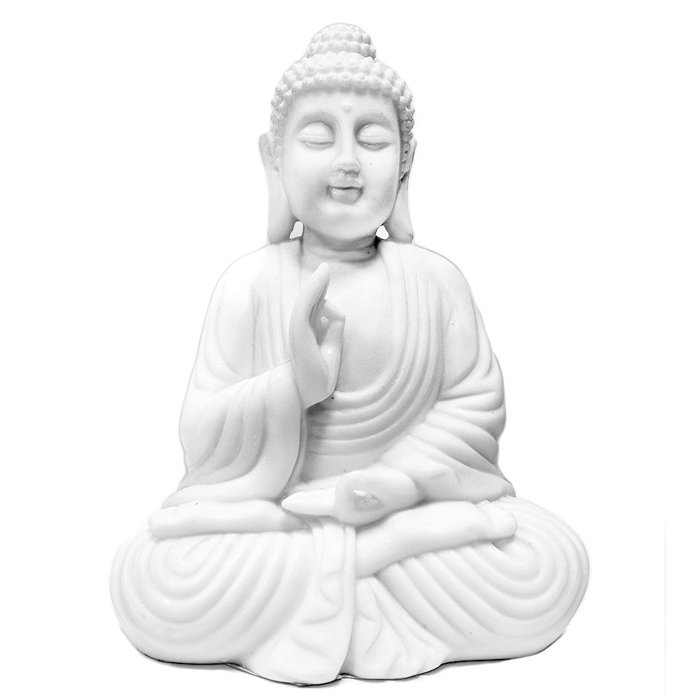 Buddha modlący się Indyjski posążek średni biały