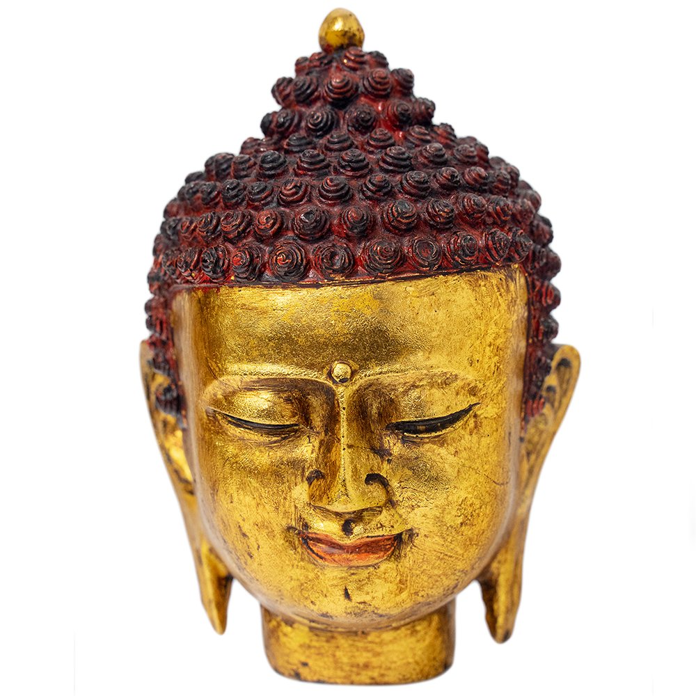 Buddha głowa Indyjski posążek czerwony