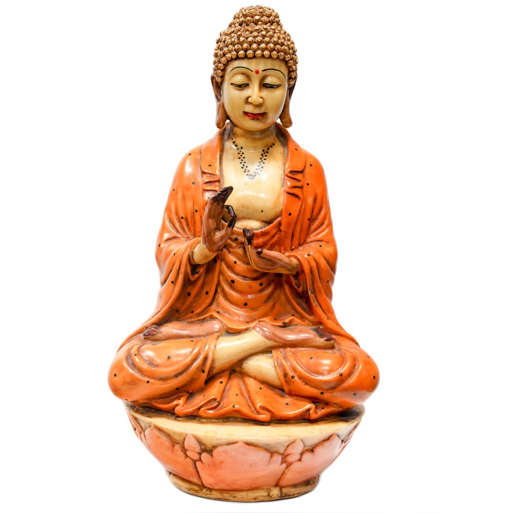 Buddha ręcznie malowany Indyjski posążek pomarańczowy