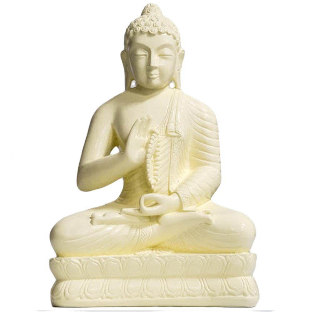 Buddha modlący się Indyjski posążek kremowy duży
