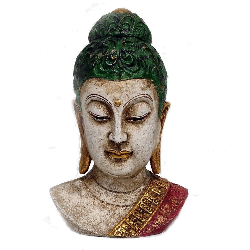 Buddha popiersie cięte Indyjski posążek zielony
