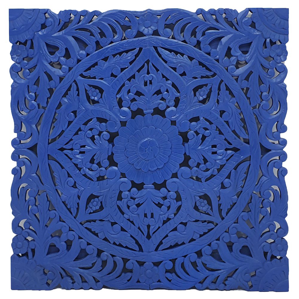 Prithvi Indyjski panel dekoracyjny z drewna mango niebieski średni