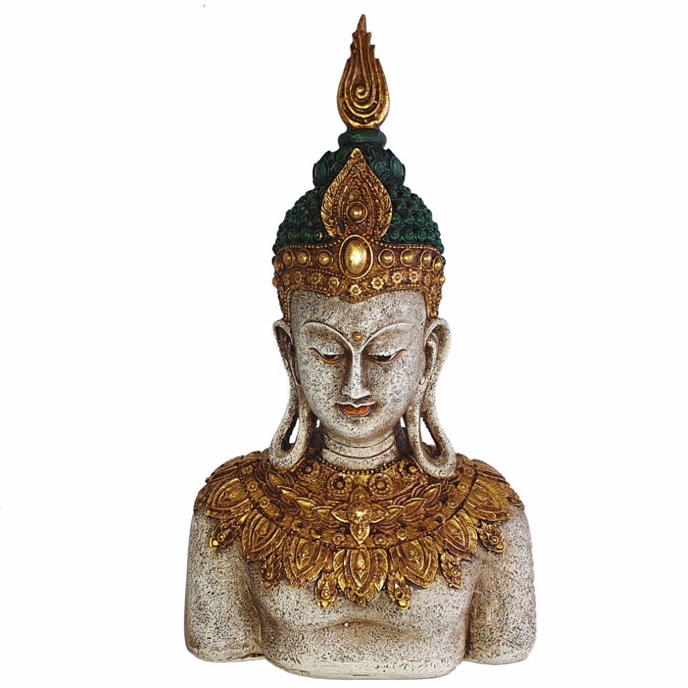 Buddha Indyjskie popiersie złoto zielone