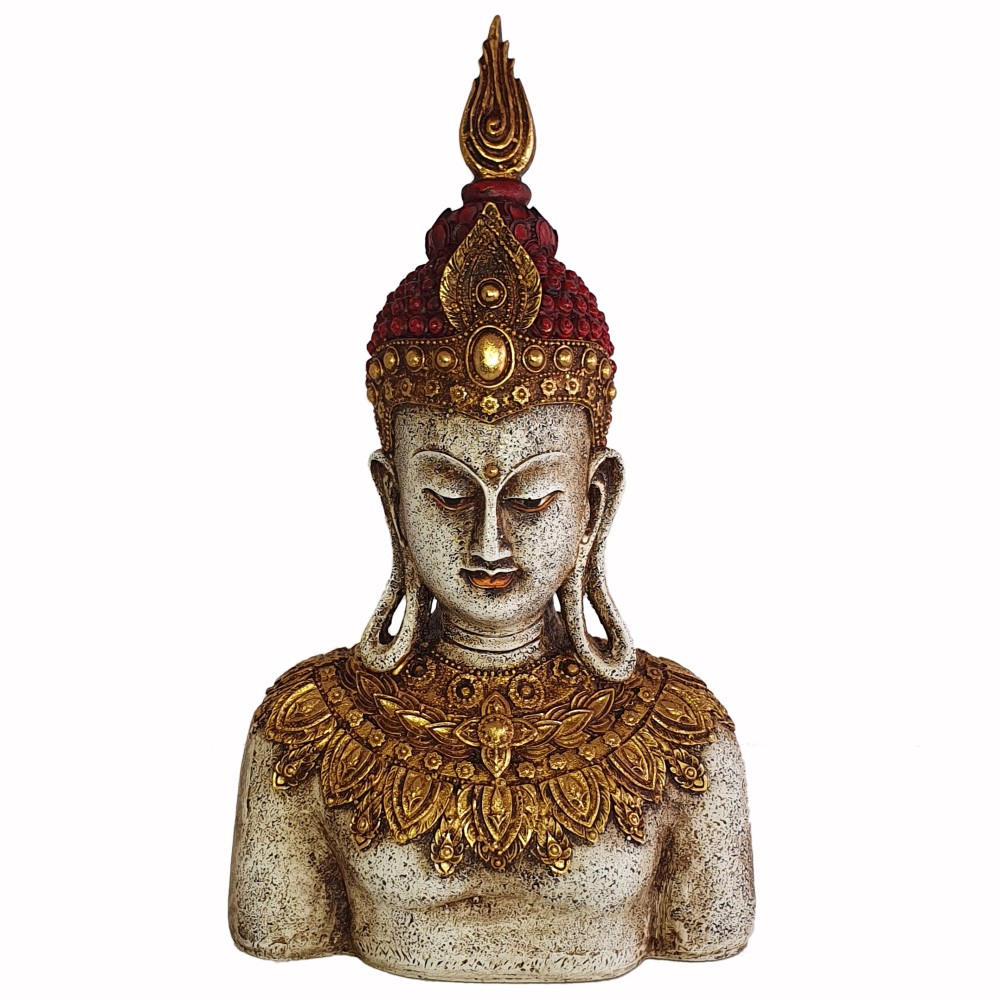 Buddha Indyjskie popiersie złoto czerwone