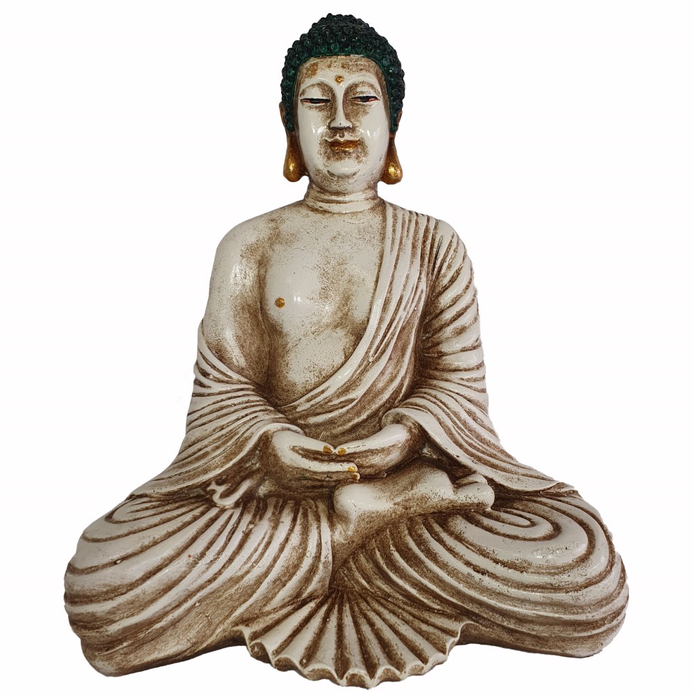 Buddha Indyjska figurka z włókna duża biała skóra