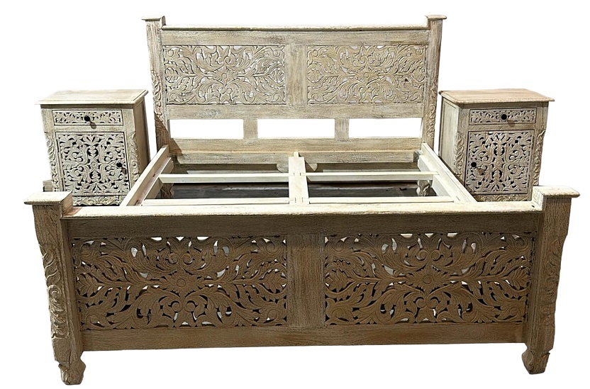 Rumik  Indyjskie łóżko z Drewno mango Recznie wykonane Wymiar Materac 160 x 200