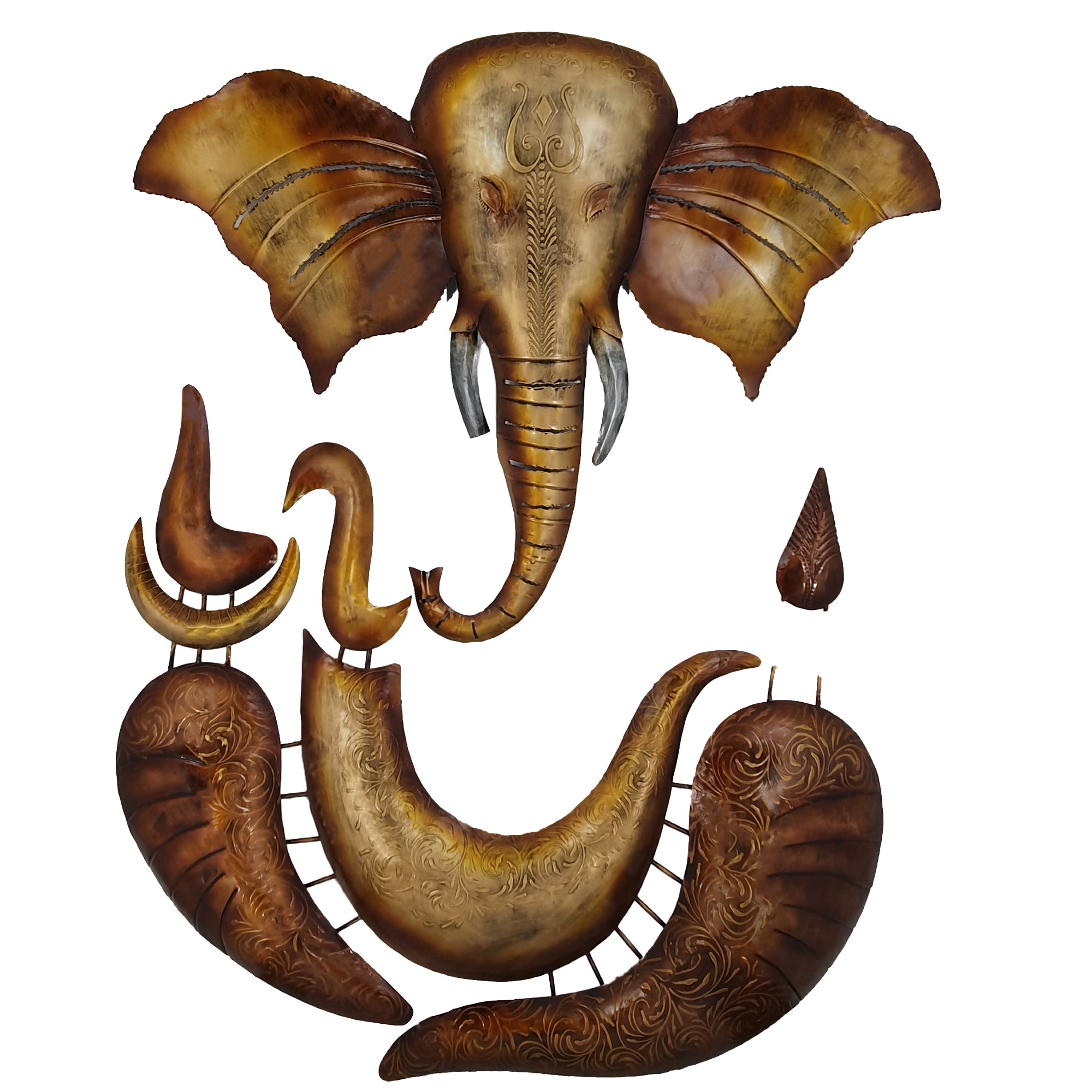Hathi Indyjska metalowa dekoracja na ścianę złoty słoń
