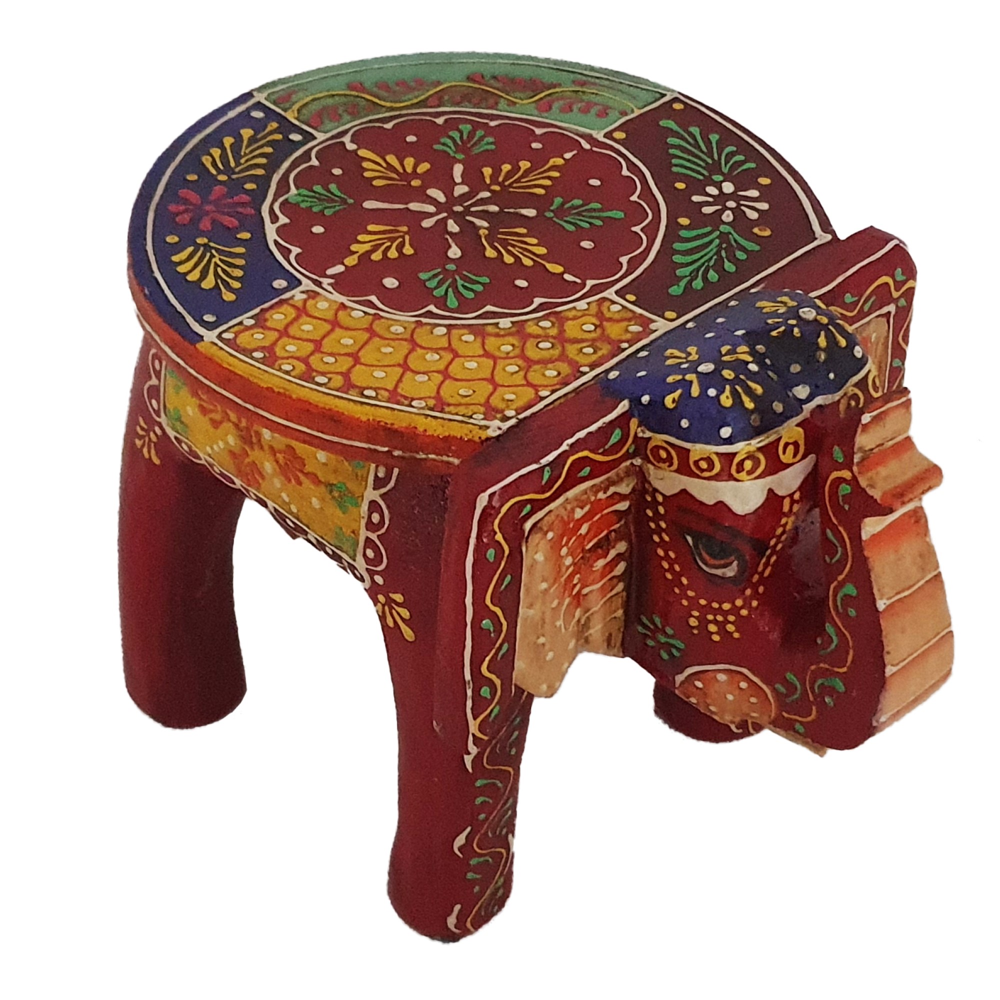 Hathi Indyjski stolik słoń z drewna mango kolorowy S