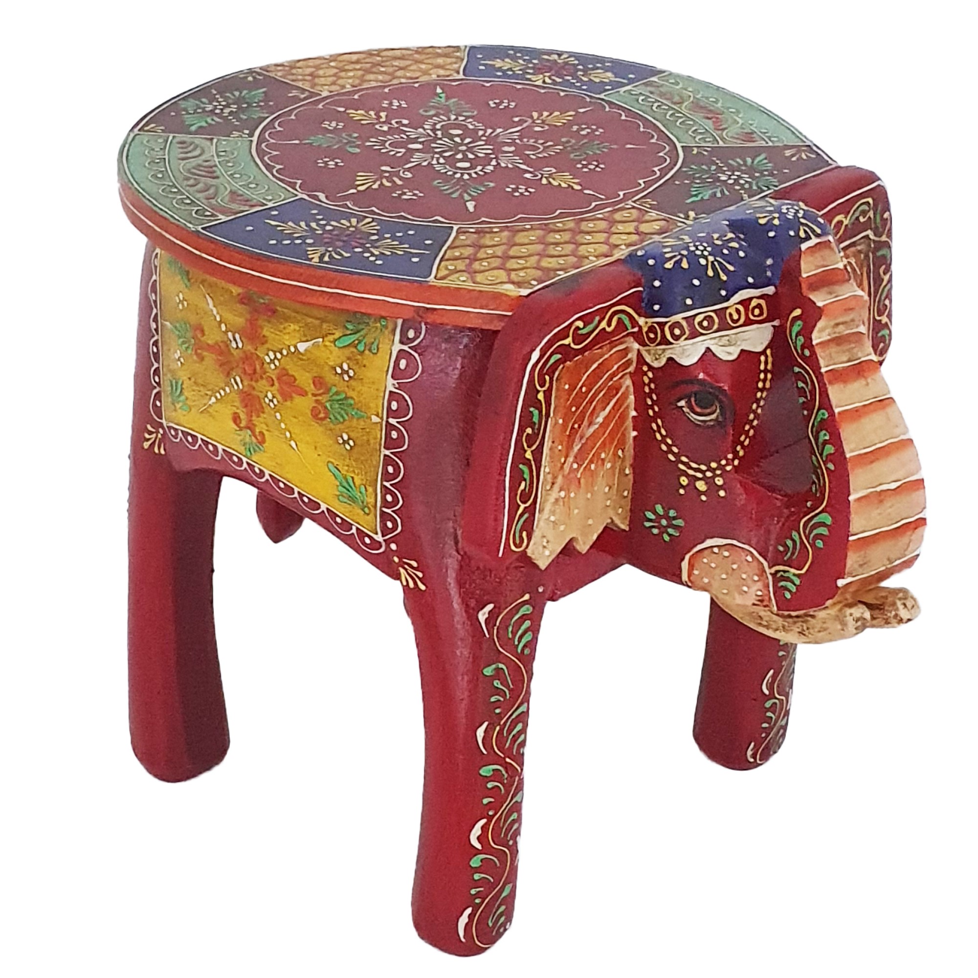 Hathi Indyjski stolik słoń z drewna mango kolorowy L