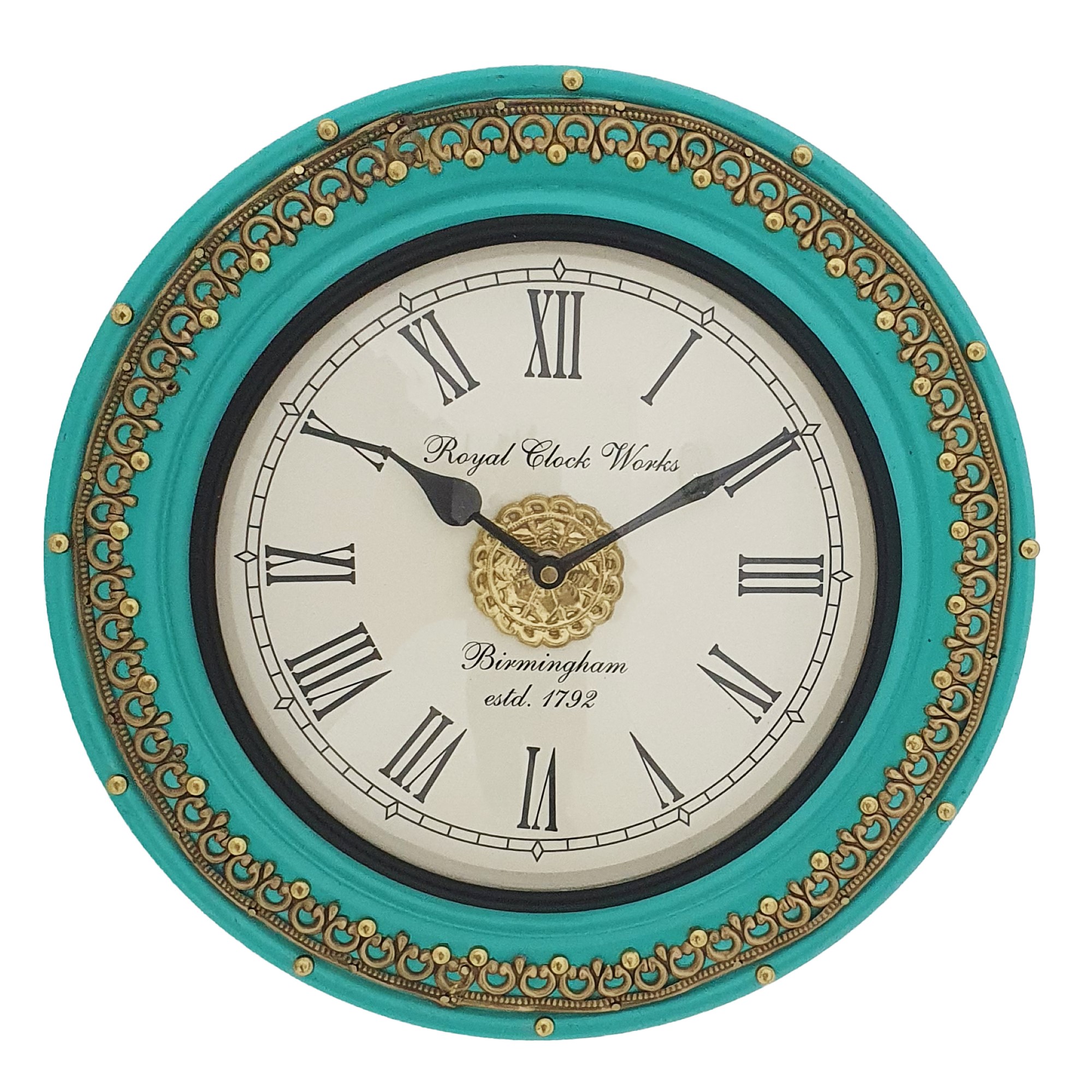Ghari Indyjski zegar średnica 29 cm turkusowy