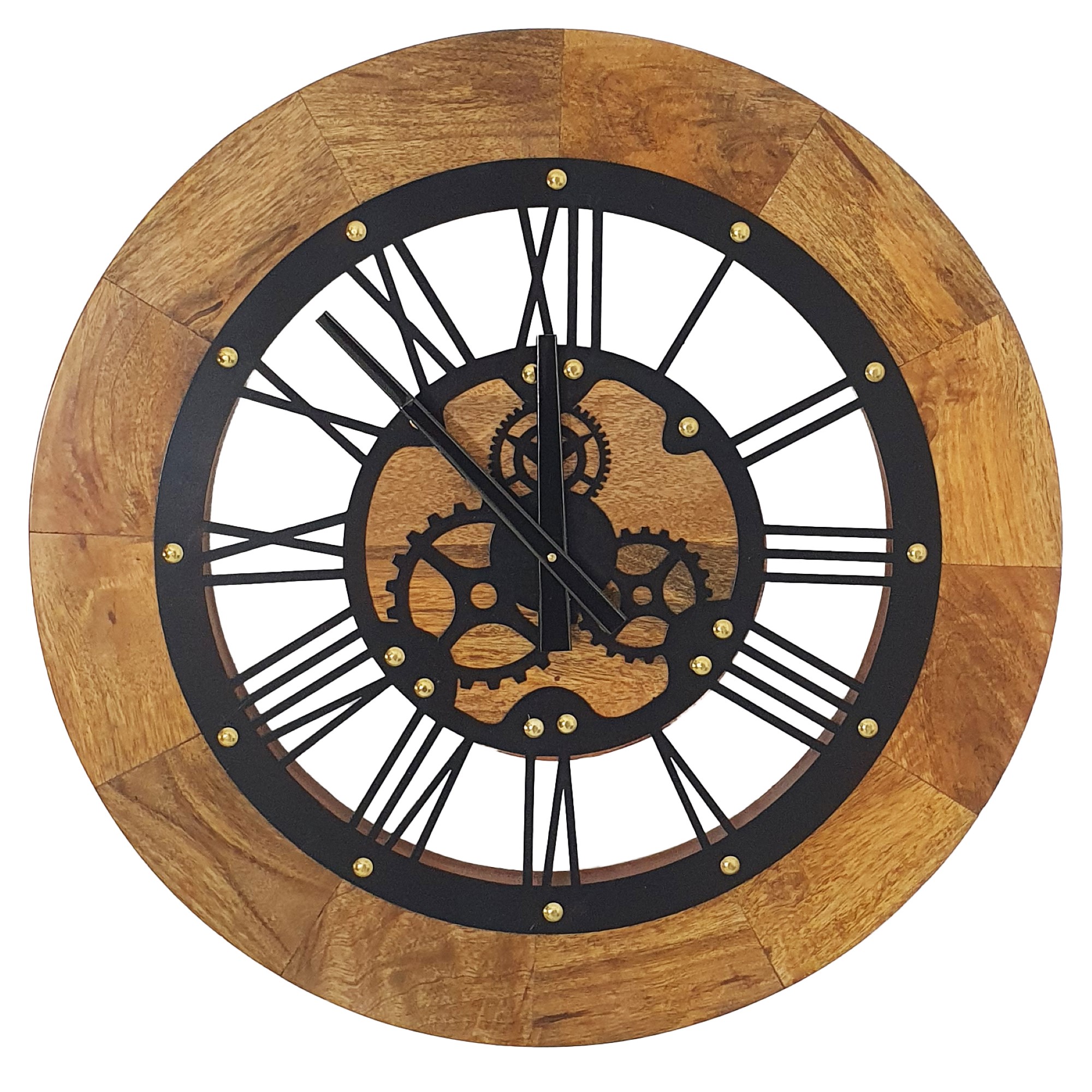 Ghari Indyjski loftowy zegar z drewna mango 60 cm