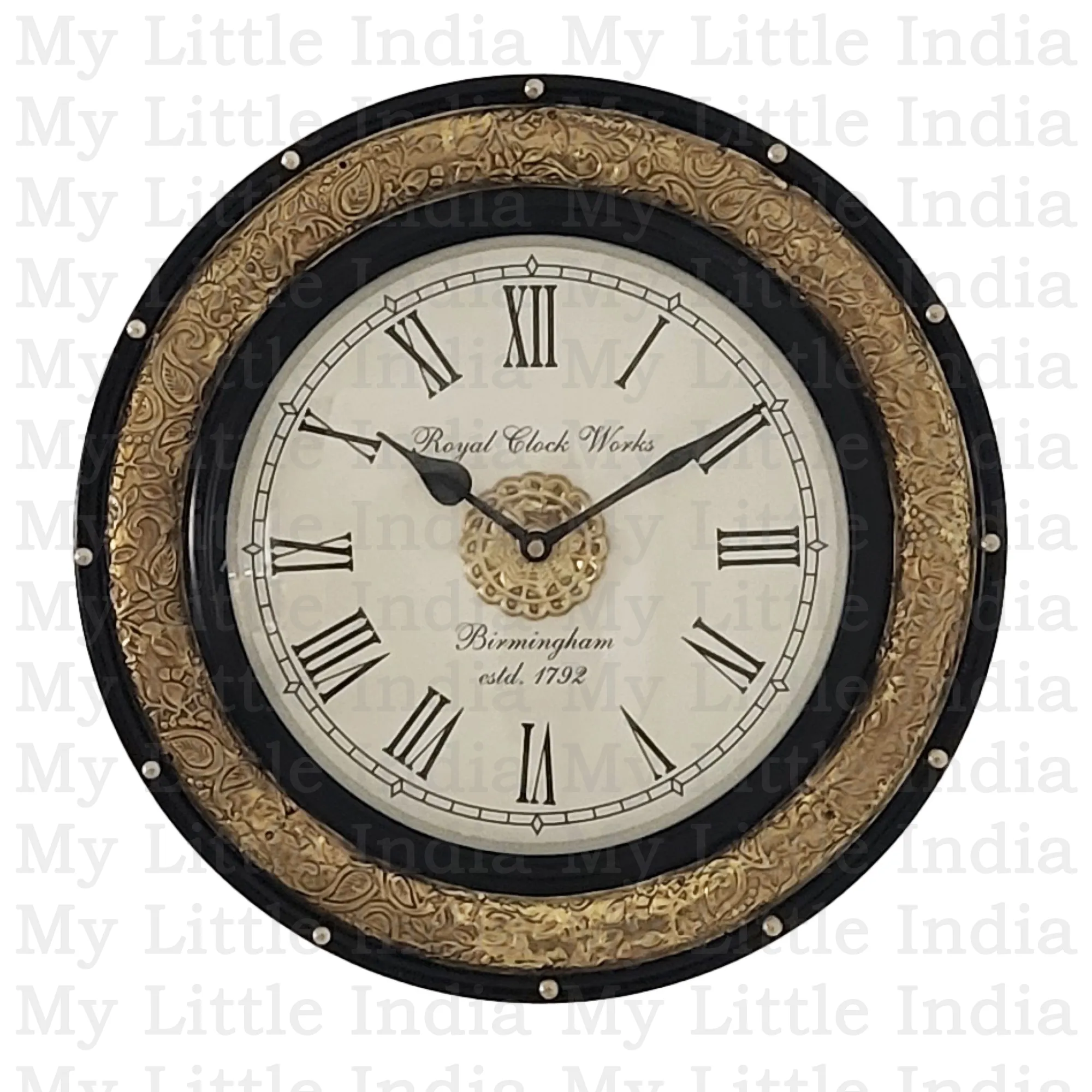 Ghari Indyjski zegar średnica 29 cm czarny