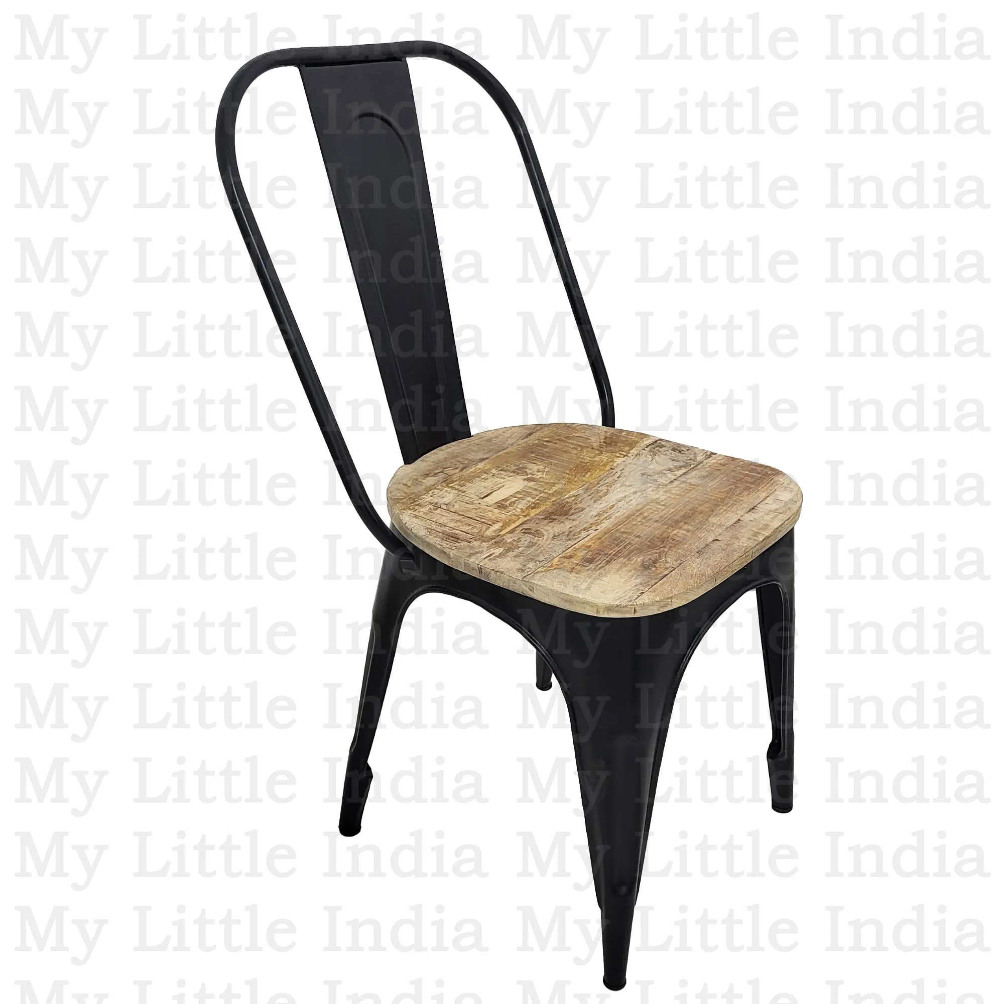 Kurasi krzesło ze stali i drewna mango jasny blat