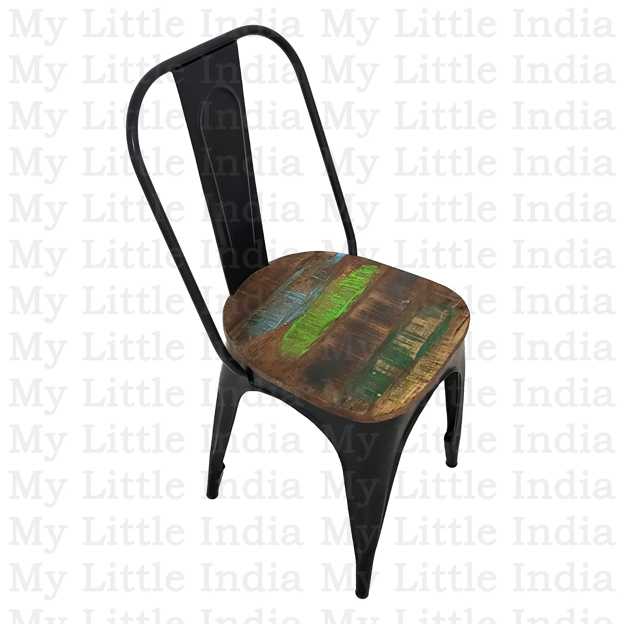 Kurasi krzesło ze stali i drewna mango odcienie zielonego