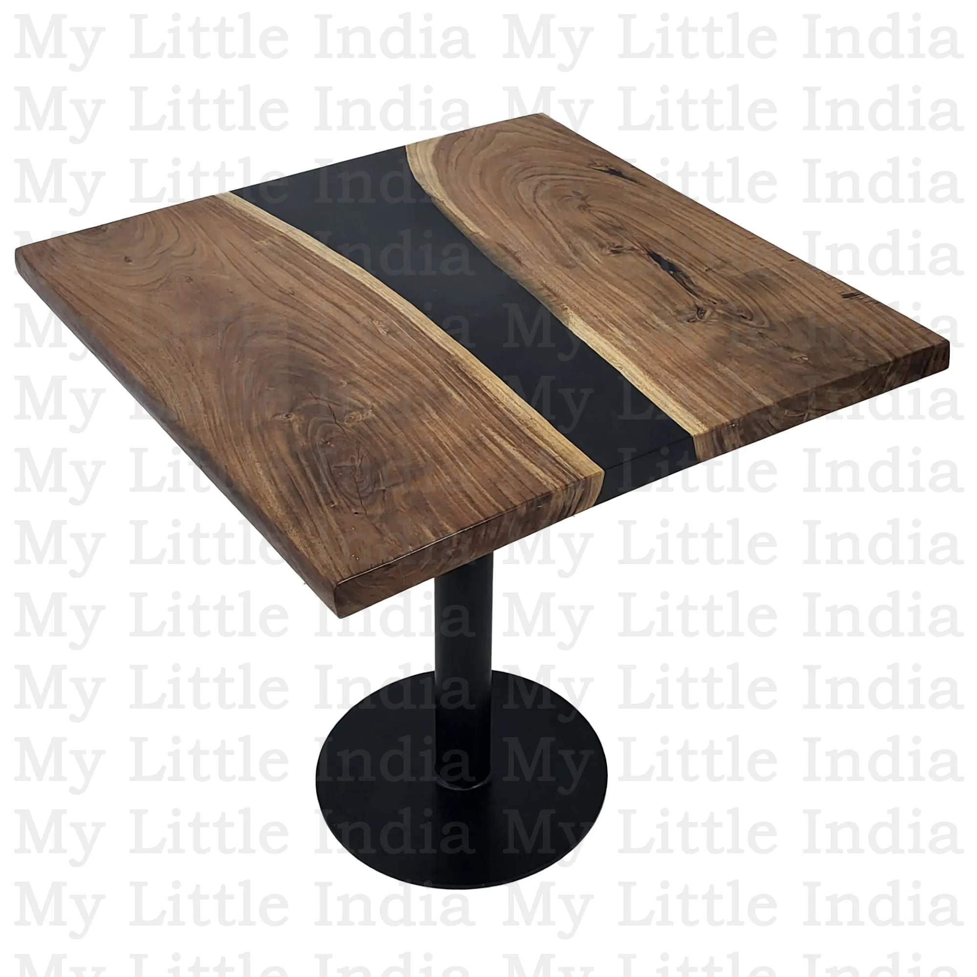 Stół epoksydowy drewno akacjowe 75×75 czarny