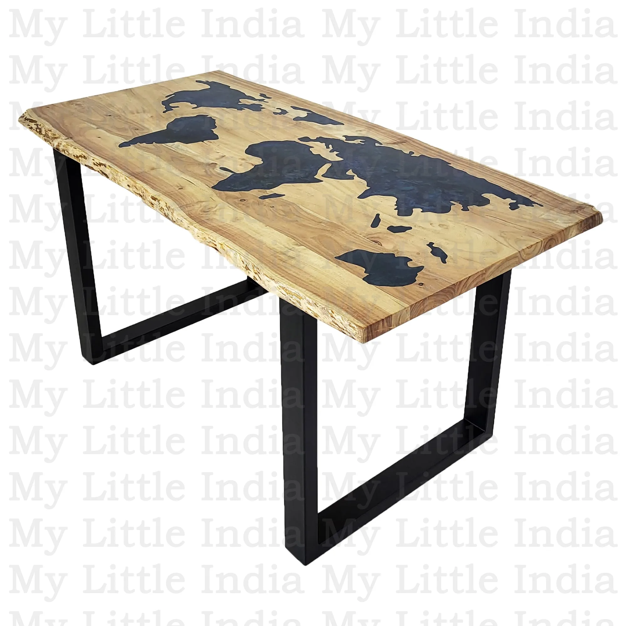 Kalyan stół epoksydowy drewno akacjowe mapa świata