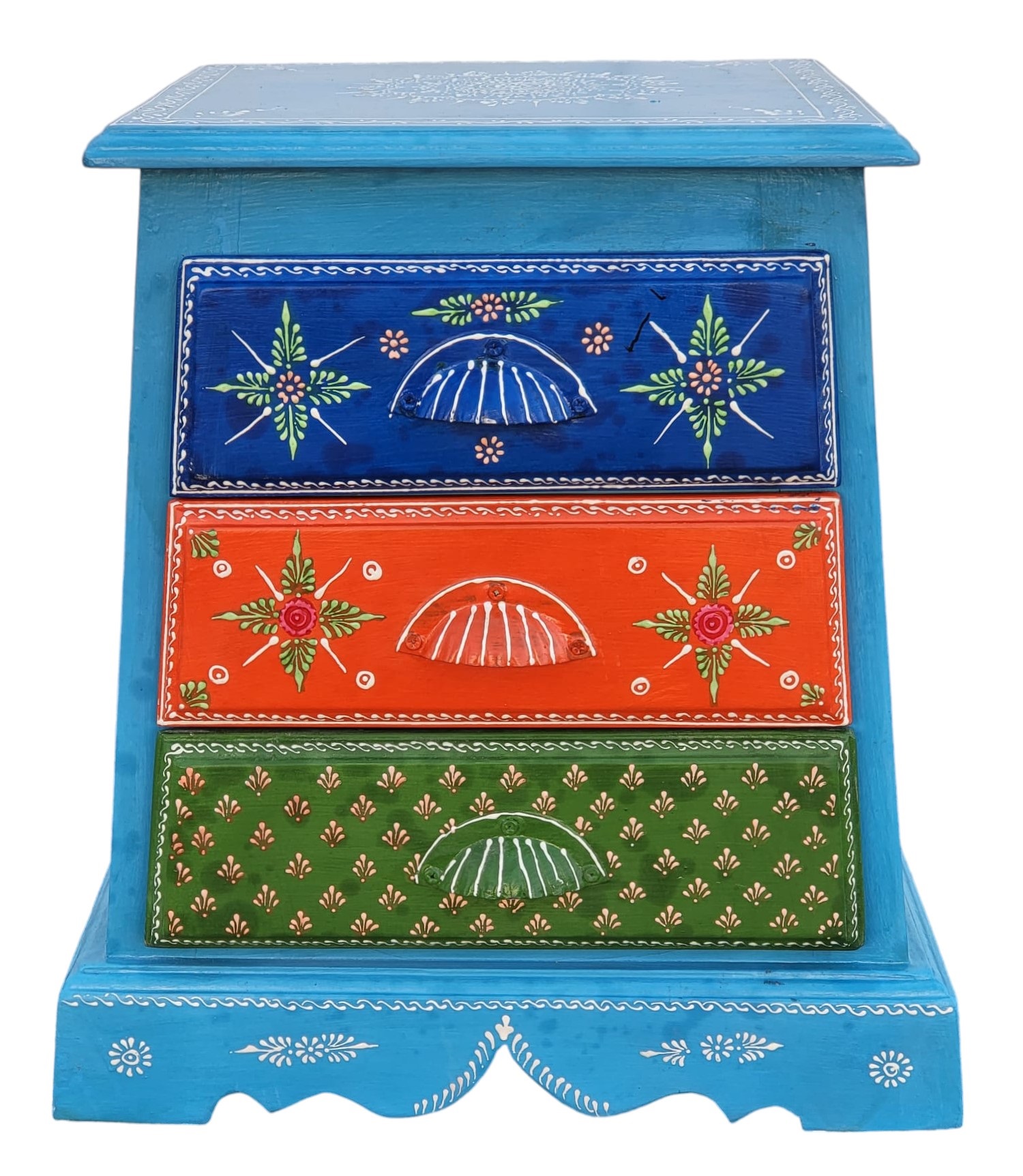 Sataragi Indyjska szafka nocna z drewno mango trzy szuflady